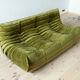 3-seater Togo green velvet sofa designed by Michel Ducaroy 1973