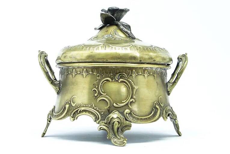 Rococo sugar bowl, silver-plated brass, Poland, early 20th century