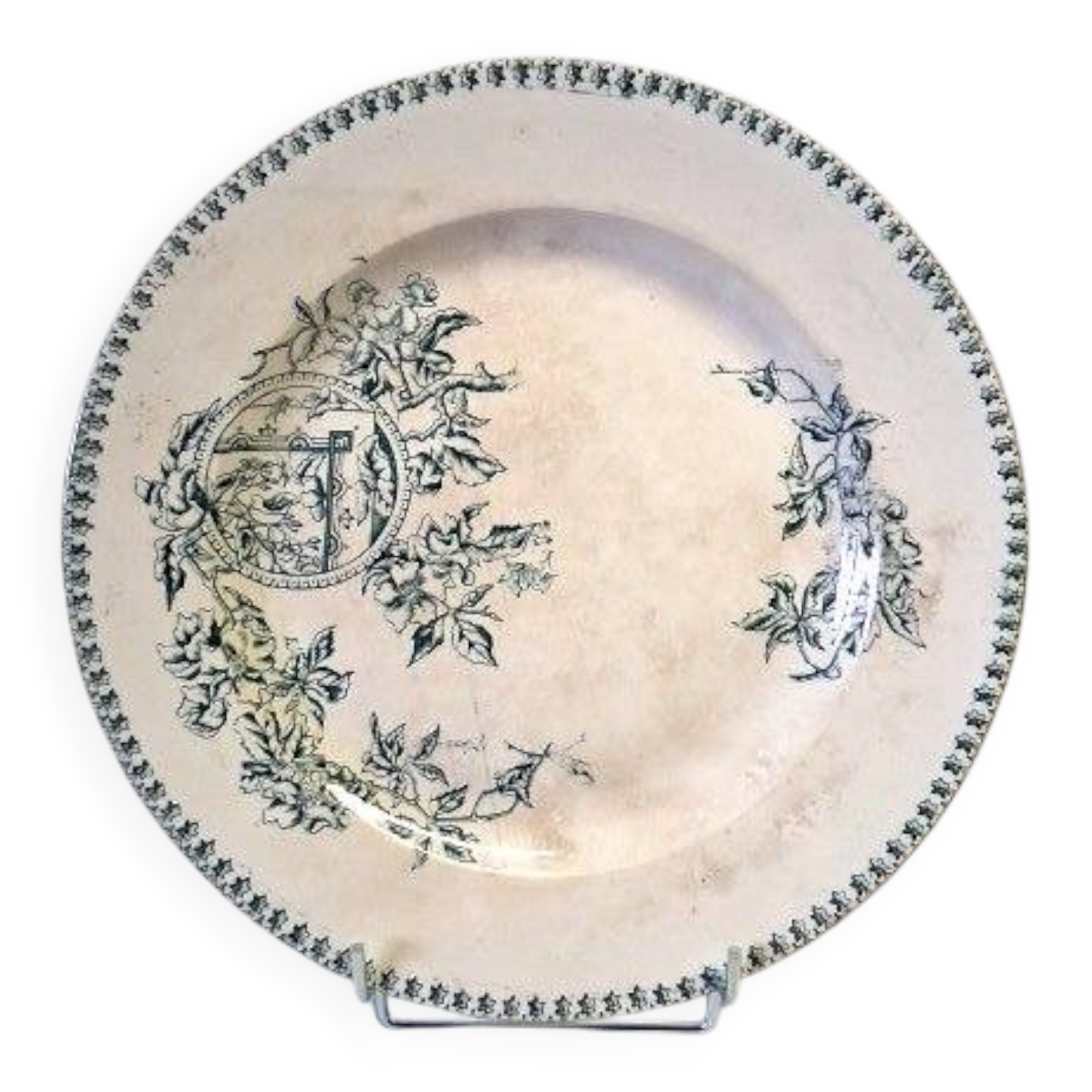 Plat à tarte ancien en terre de fer de chez Lebacqz et Bouchart en bon état