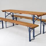 German Folding Garden or Picnic Vintage Table and Benches 70s