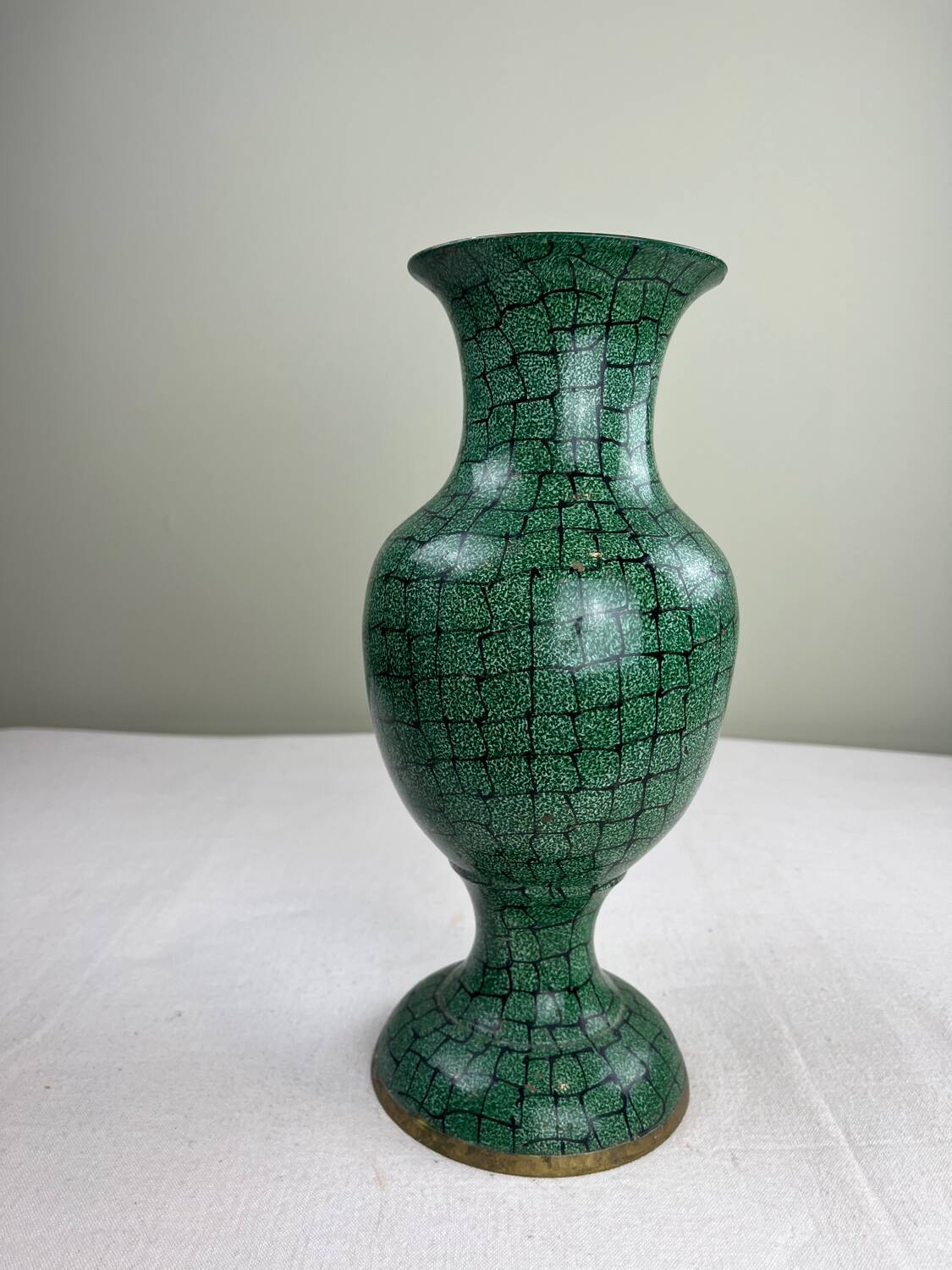 Decorated brass vase