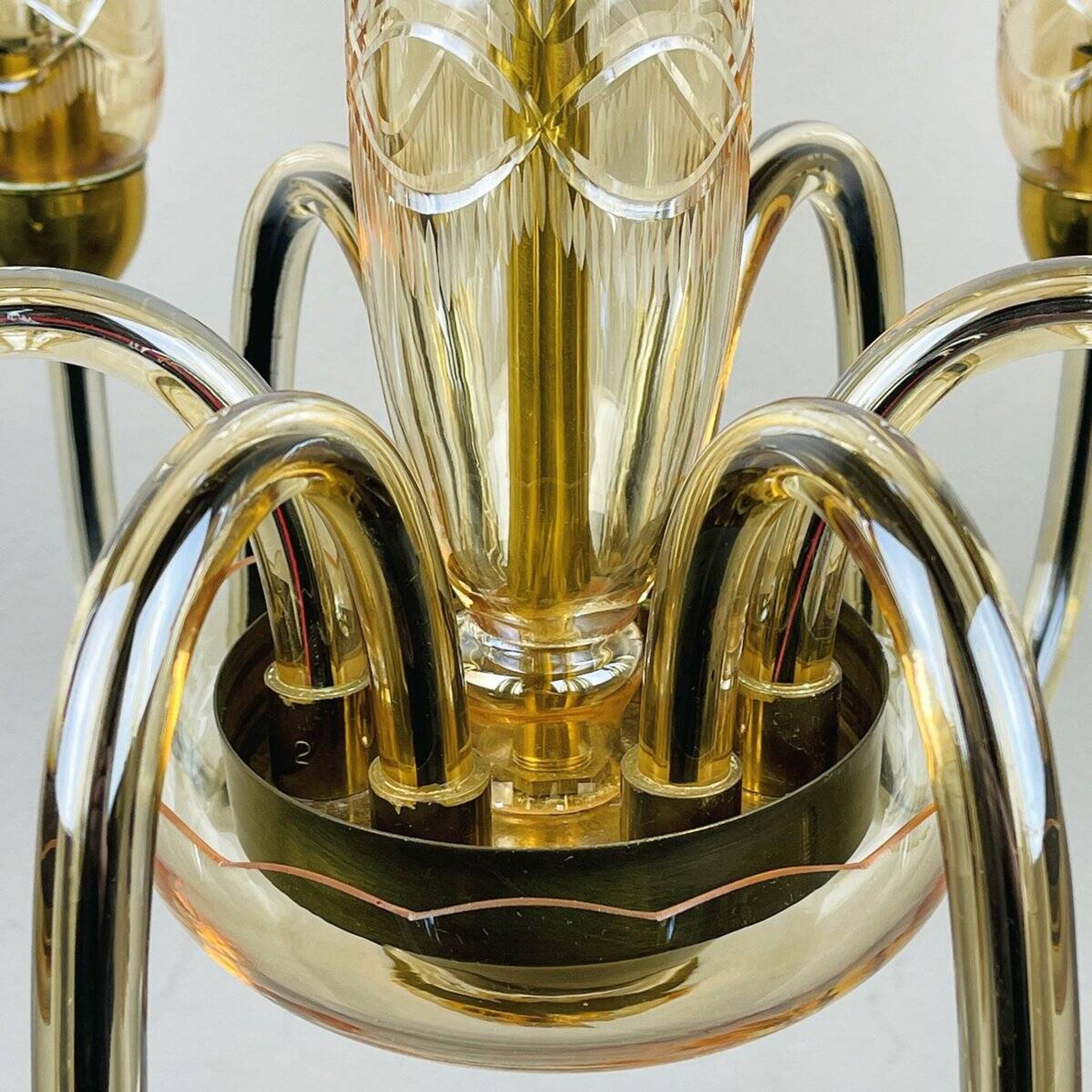 Vintage Murano glass chandelier in amber by De Majo, Italy, 1970s.