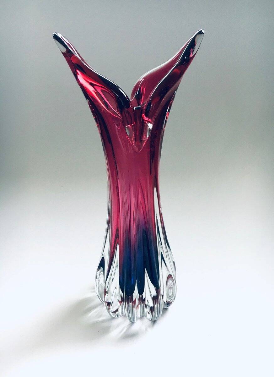 Czech Crystal Art Glass Beak Vase by Jozef Hospodka for Chribska Glassworks, 1950s