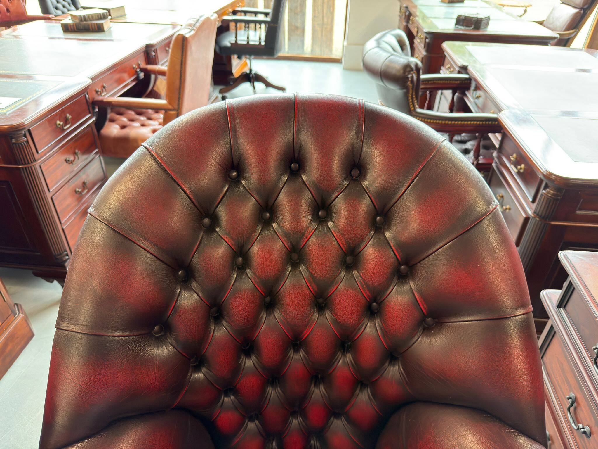 Springvale Chesterfield office chair in oxblood leather