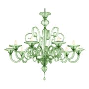 Contemporary Venetian Green Murano Glass Chandelier 8 Arms
