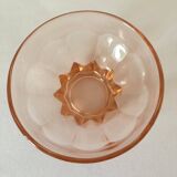 6 vintage pink molded glass cups