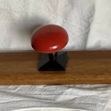 Wall-mounted coat rack with 3 hooks, vintage 1960s red lacquered metal.