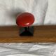Wall-mounted coat rack with 3 hooks, vintage 1960s red lacquered metal.