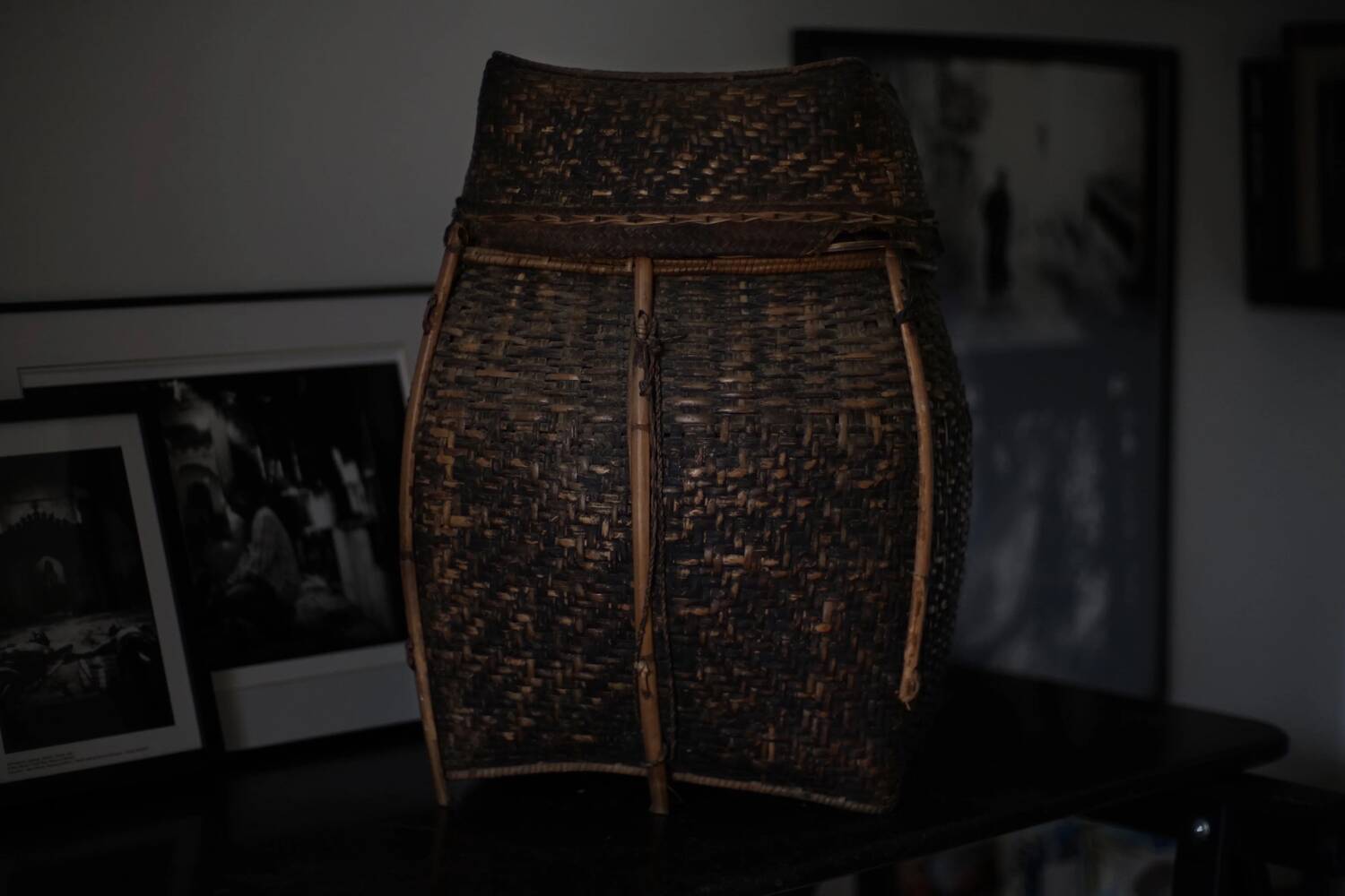 Antique Laotian rattan basket