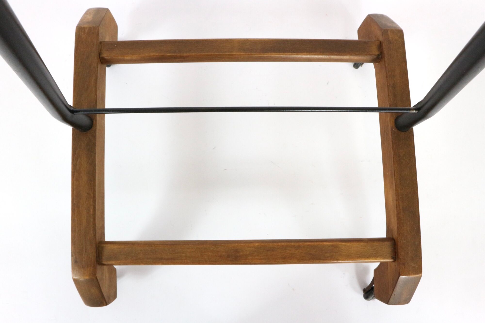 Valet serviteur muding années 60 vintage bois et métal peint en noir