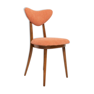 Chaise vintage heart en velours orange, europe, 1960s