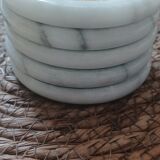 Set of 5 round white marble vintage coasters