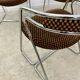 Set of 4 chrome tubular chairs Italian design from the 70s vintage fabric and metal