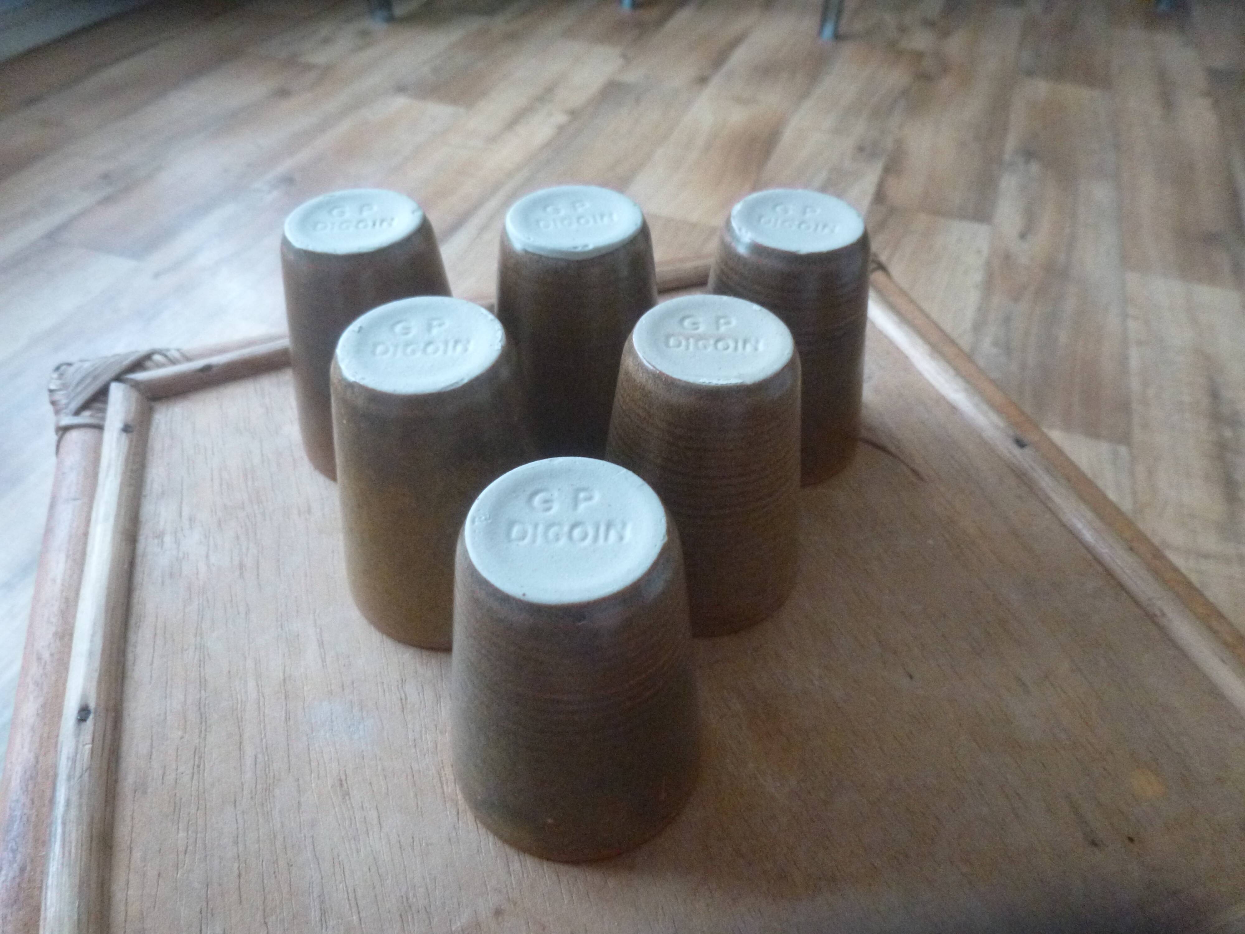 Set of 6 glasses in sandstone GP Digoin