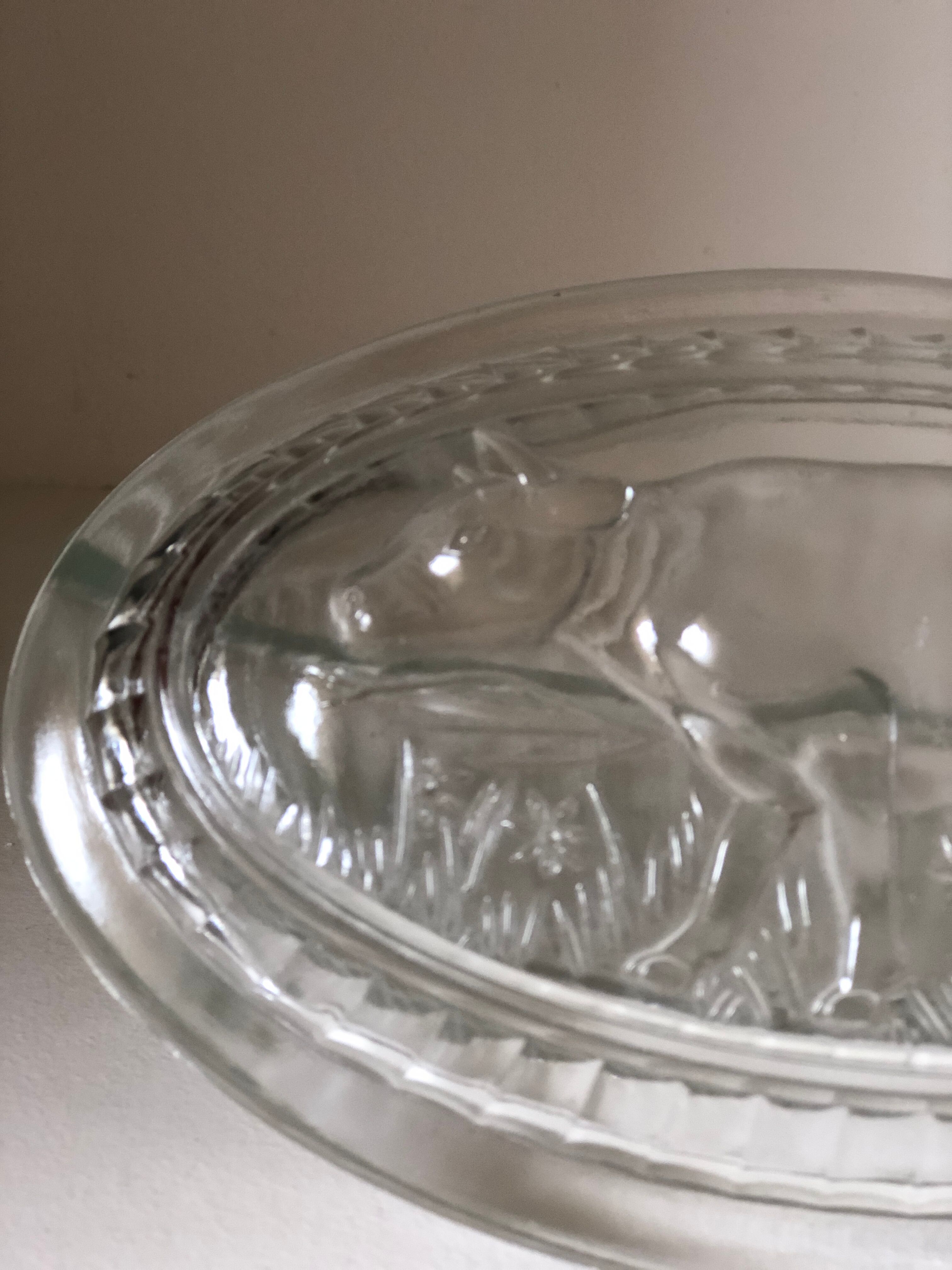 Molded glass table butter tray cow décor
