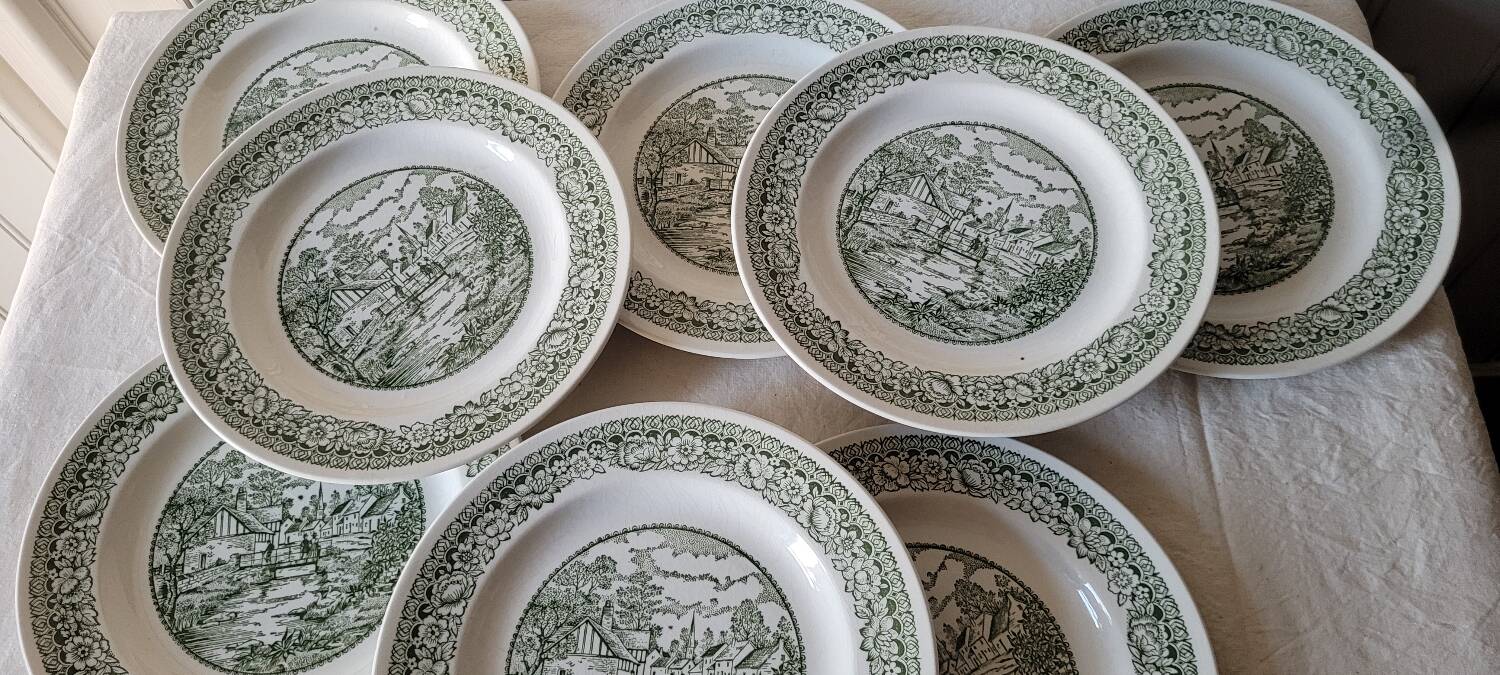 Pastoral decor earthenware dinner plates