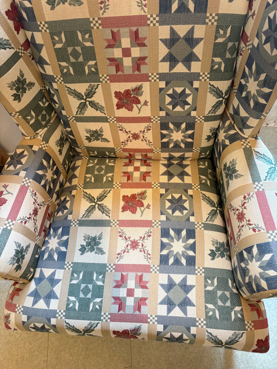 Patchwork wingback chair