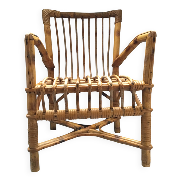 Fauteuil enfant osier et rotin vintage