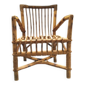 Vintage wicker and rattan children's armchair