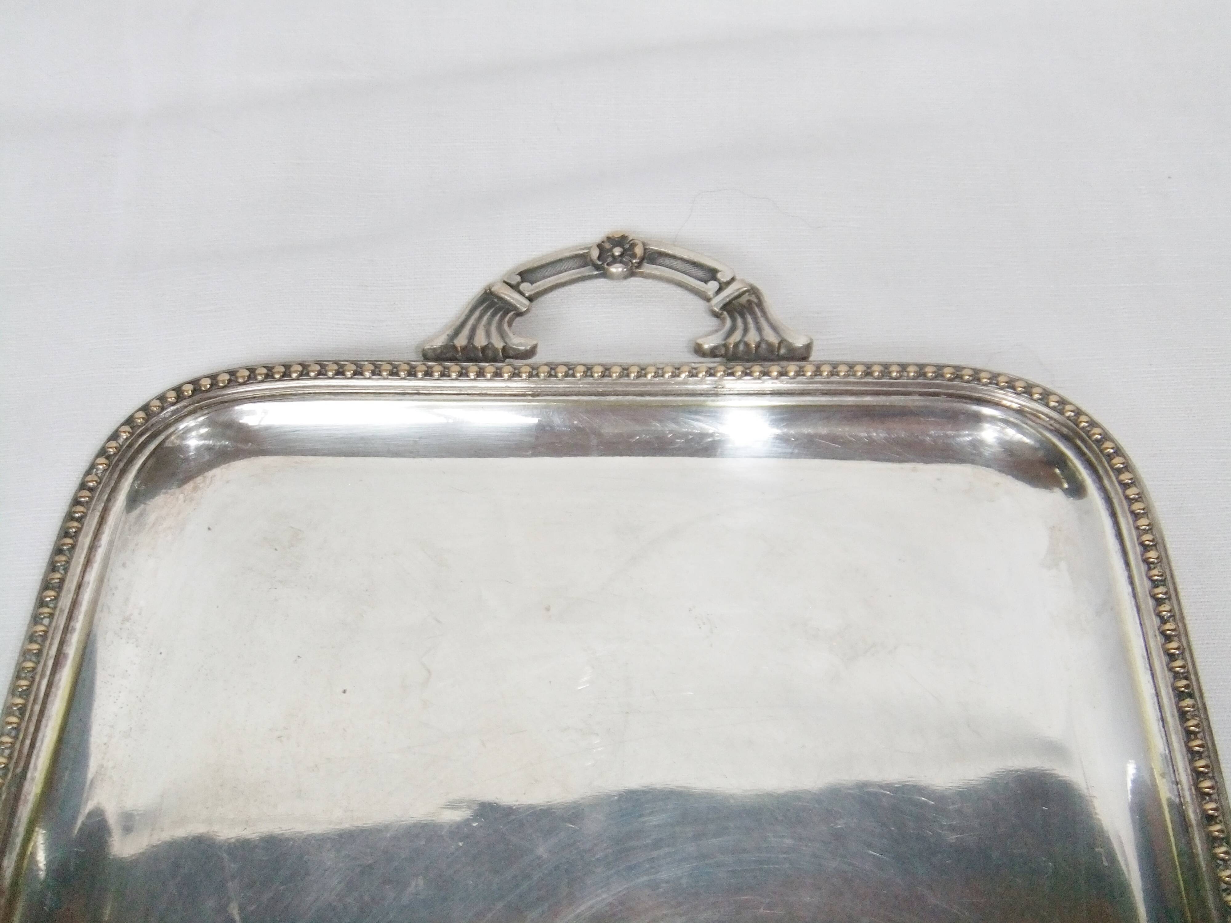 Serving tray with liqueur or other silver metal old art nouveau hallmark