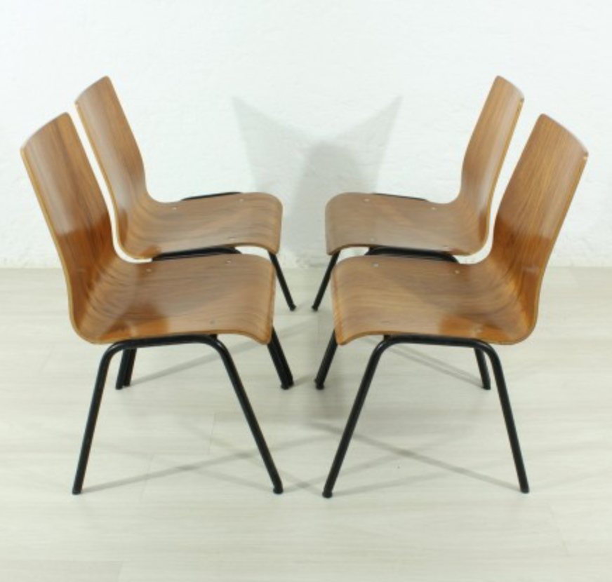 Set of 4 teak chairs from the 1960s