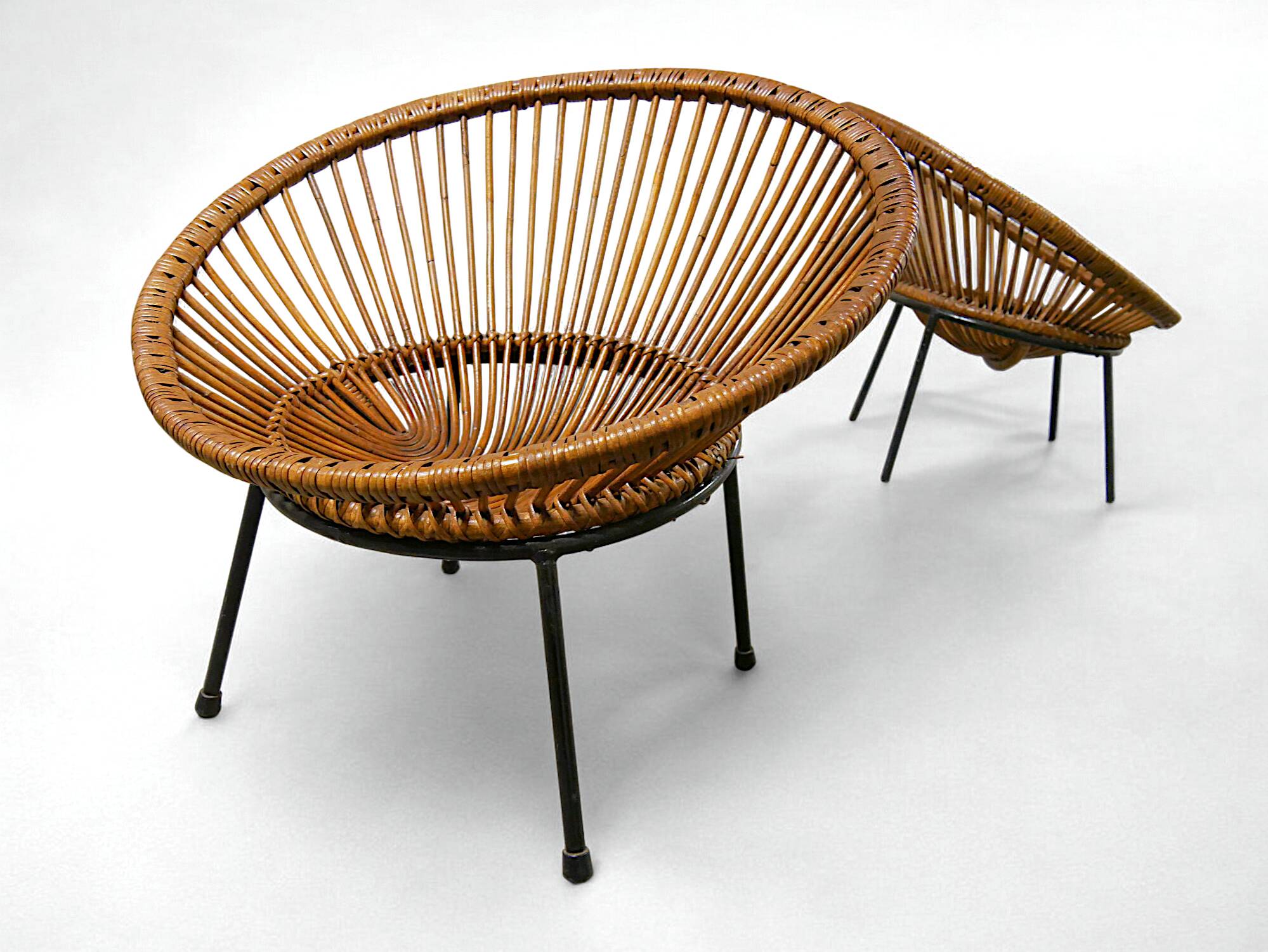 Pair of rattan armchairs, circa 1960-1970
