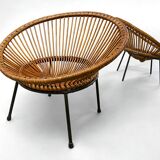 Pair of rattan armchairs, circa 1960-1970