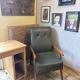 Fauteuil scandinave vert sapin et chêne massif
