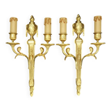 Paire de grandes appliques style Louis XVI du XIXe - bronze doré