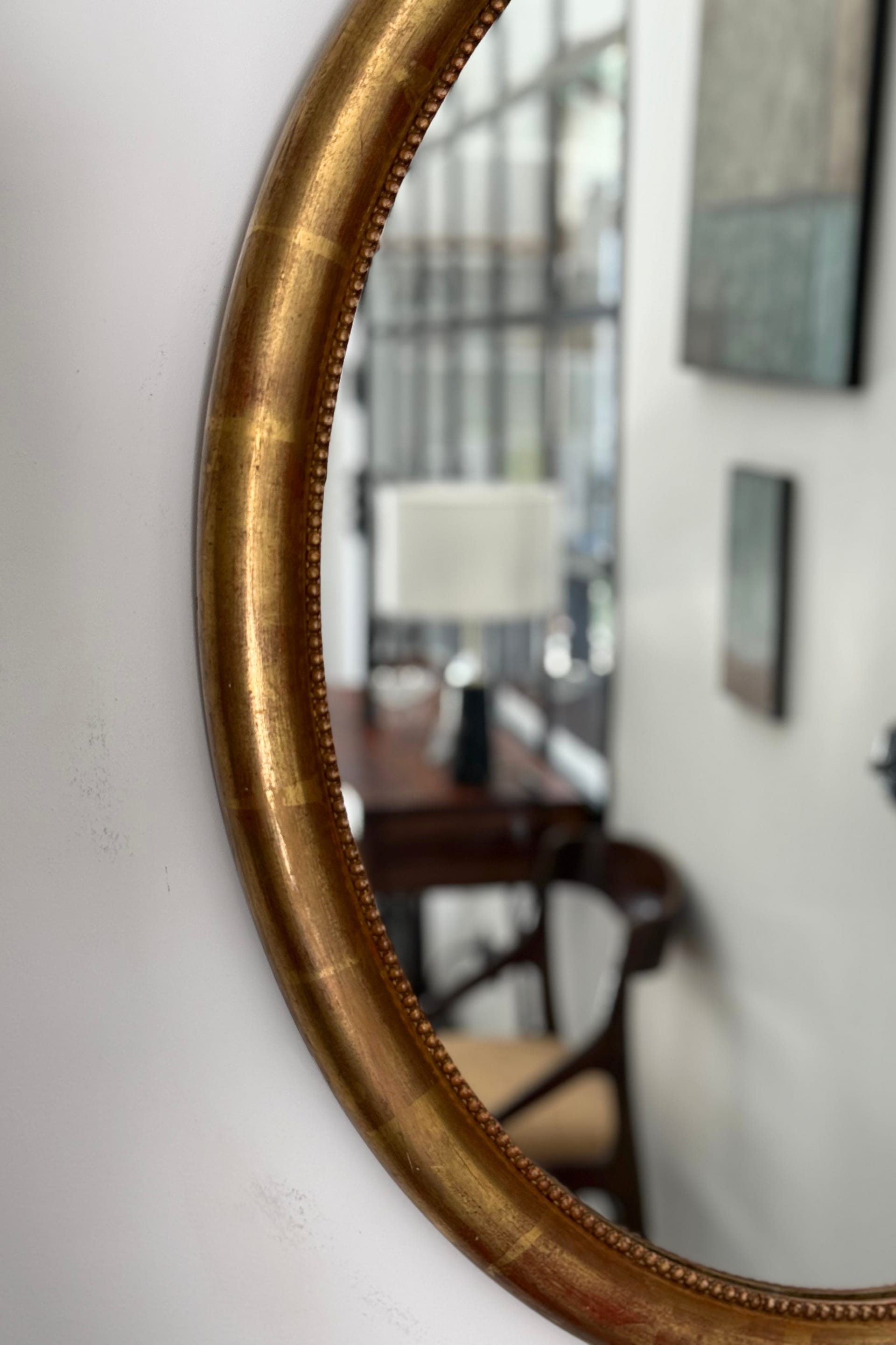Oval mirror with gilded wood, Napoleon III medallion.