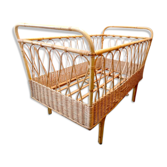 Crib small child bed vintage rattan design
