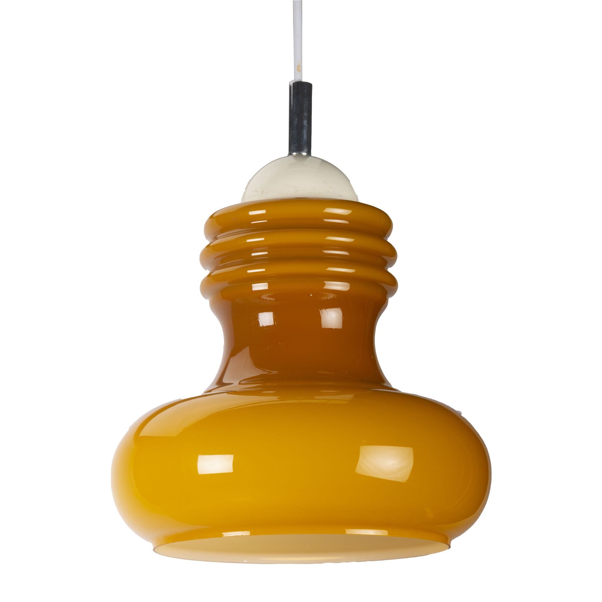 Ocher opaline space age pendant lamp