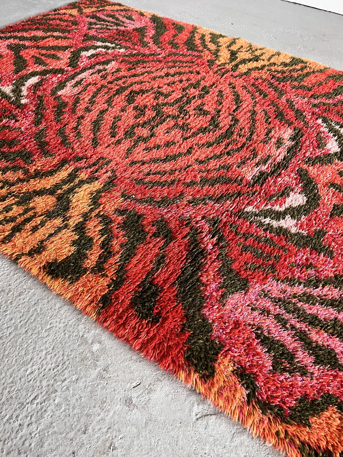 Rare Scandinavian Rya Rug, 1970’s, Space Age, Sweden