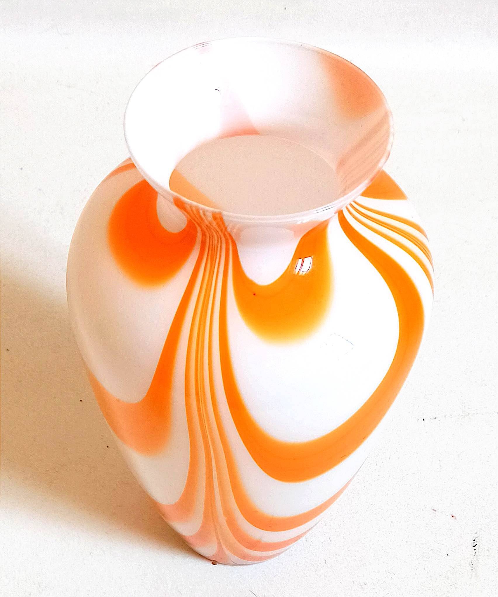 Orange Murano vase by Carlo Moretti 1970s Height 36 cm