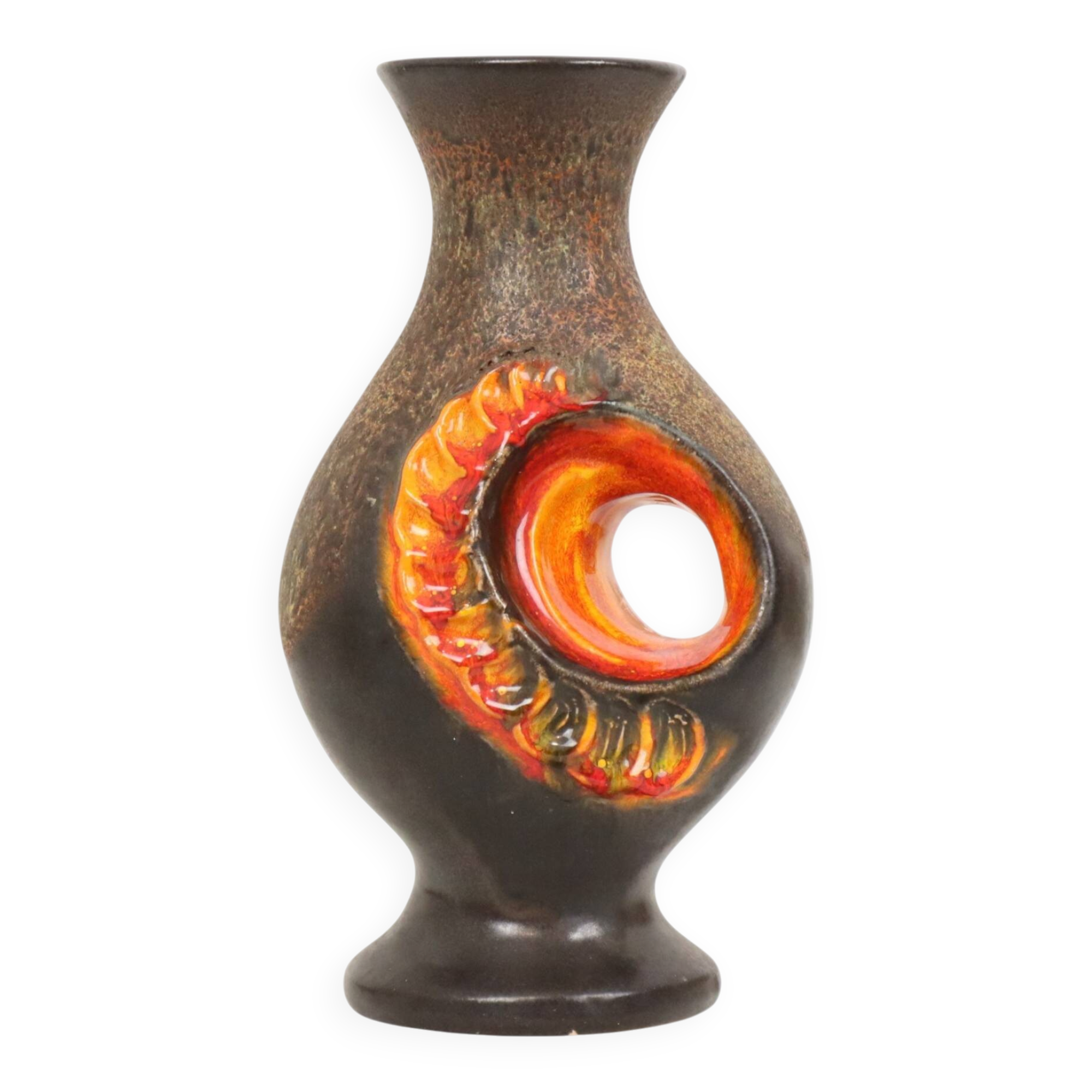 Rare Orange Fat Lava Vase West Germany Walter Gerhards 26cm
