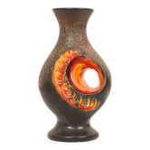Vase en fat lava orange rare, Allemagne de l'Ouest, Walter Gerhards, 26 cm