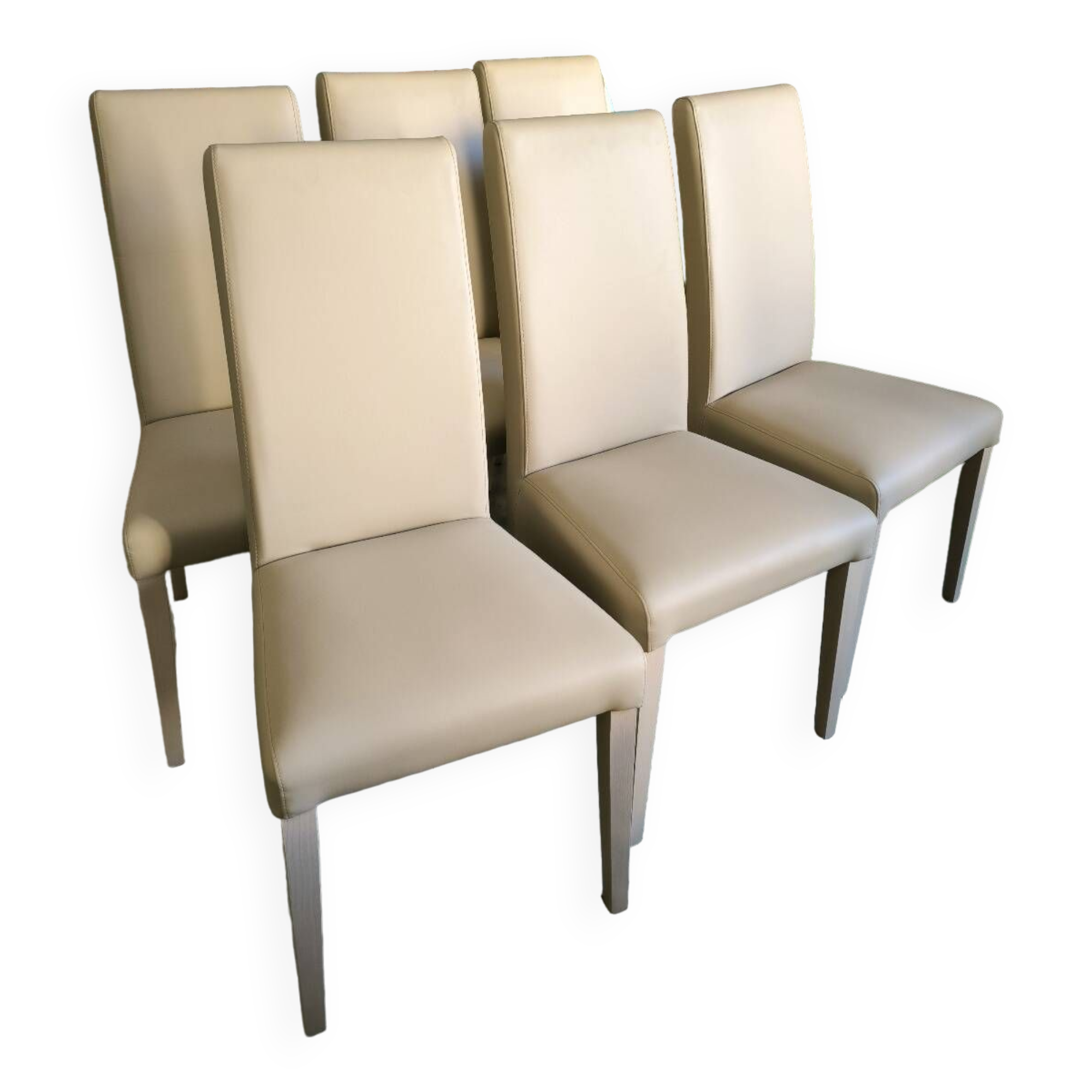 Set of 6 Italian chairs in two-tone leather