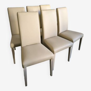 Série de 6 chaises italienne en cuir bicolore