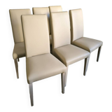 Set of 6 Italian chairs in two-tone leather
