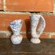 Pair of Snowstone Vases Ceramic White Blue France Vintage #D55
