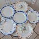 Set of 6 flat plates mismatched Digoin, Salins and Badonviller