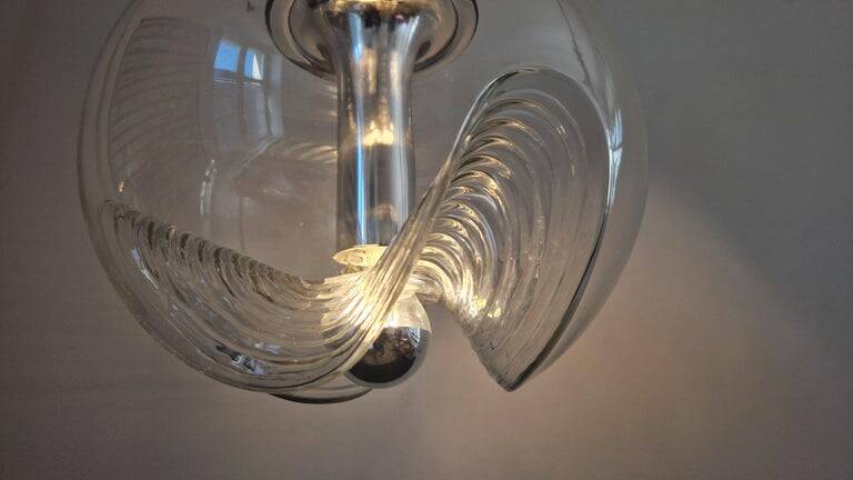 Midcentury Pendant "Wave" by Koch and Lowy for Peill & Putzler, 1960s