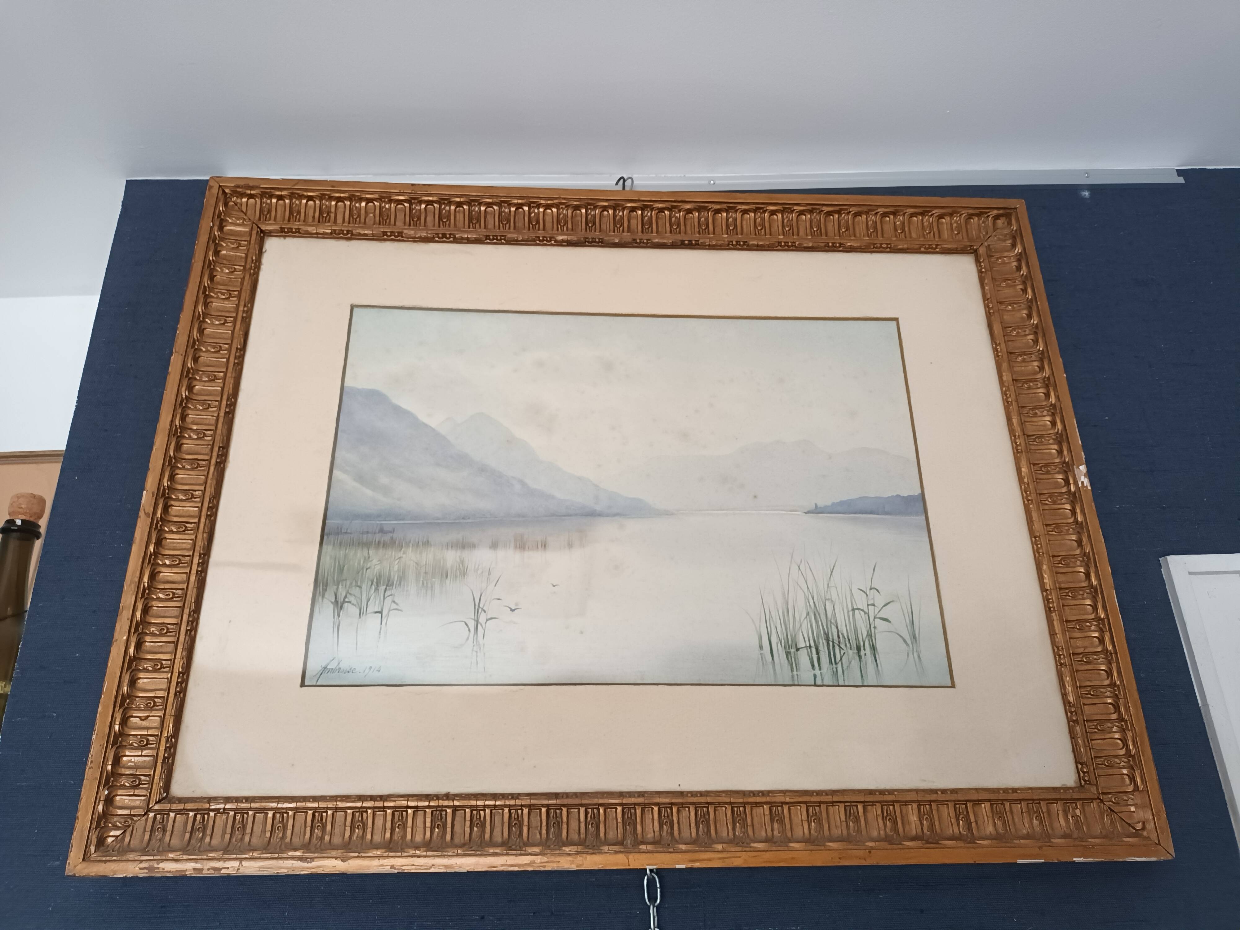 Pastel landscape signed ambroise 1914