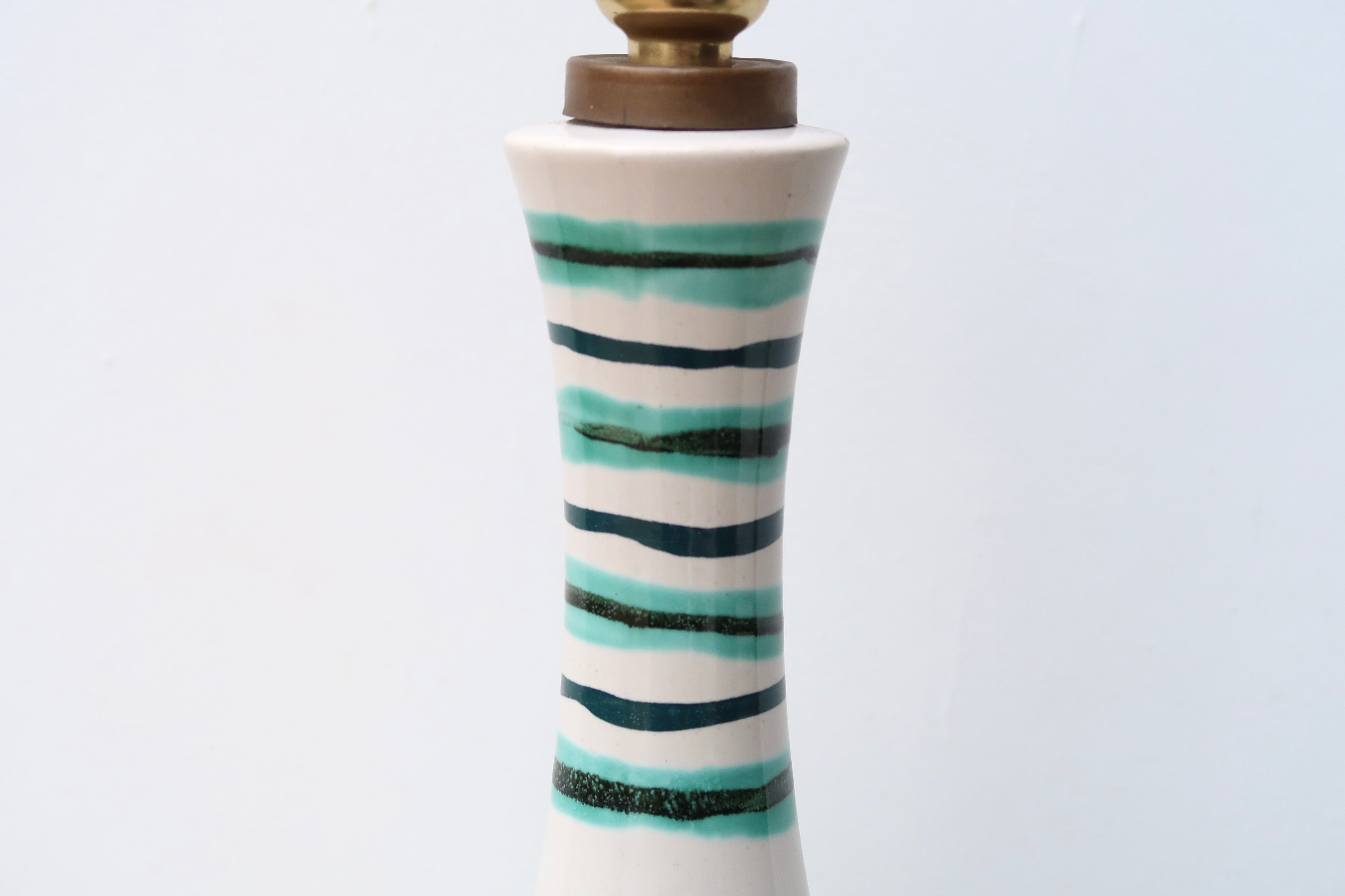 White ceramic lamp, green and blue décor, 60s