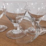 Set of 4 finely engraved vintage port wine glasses