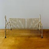 Vintage record holder in gold metal - for 50 vinyls