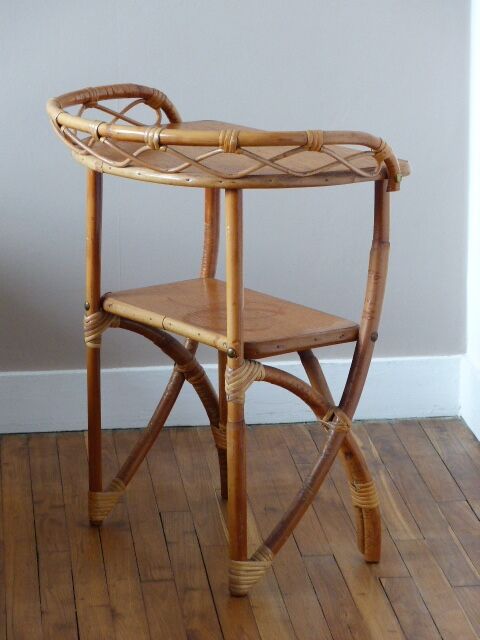 Rattan and bamboo 70's bedside