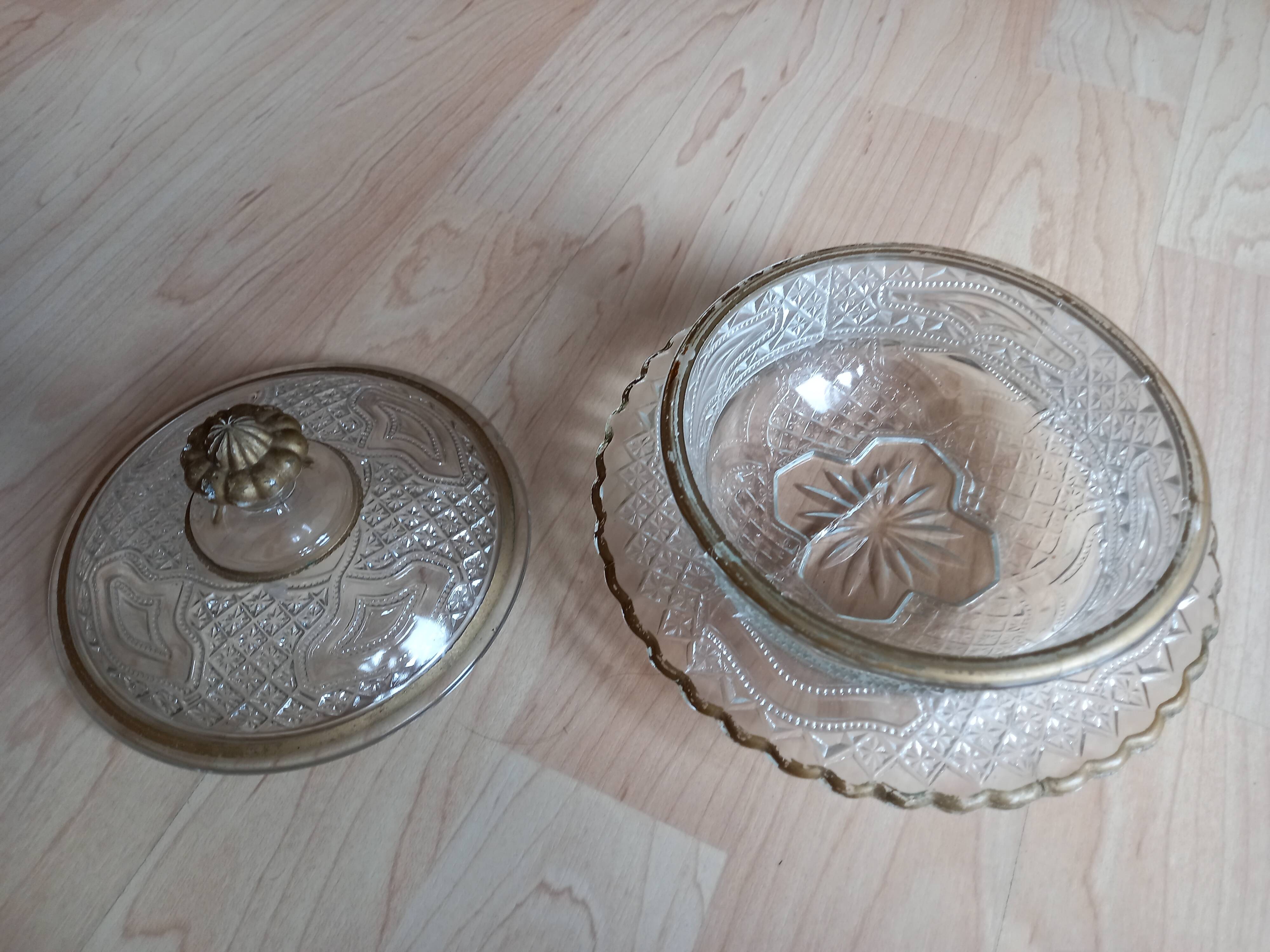 antique glass bowl with lid