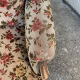 Antique Louis XV style shepherdess armchair in floral flocked fabric