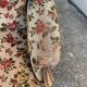 Antique Louis XV style shepherdess armchair in floral flocked fabric